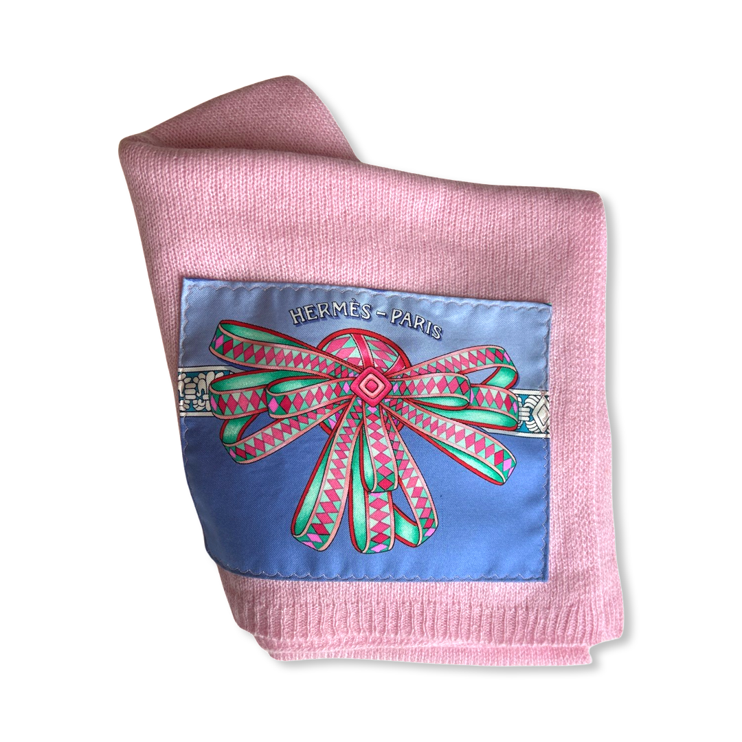 Vintage Hermes Blanket Rubans du Cheval Vintage Silk Scarf & Cashmere Baby Set at Vintage Luxe Up