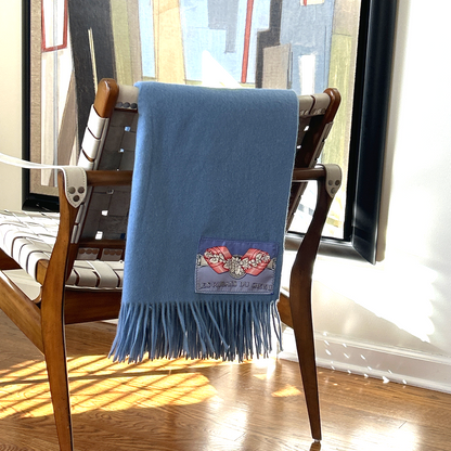 Vintage Hermes Blanket Rubans du Cheval Vintage Silk Scarf & Cashmere Throw Blanket at Vintage Luxe Up