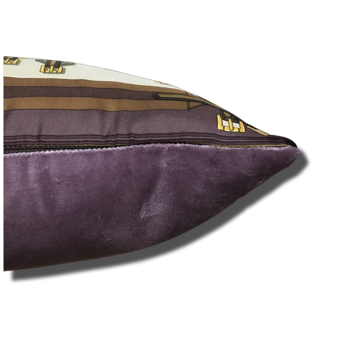 Sangles Plum Vintage Silk Scarf Pillow 17"