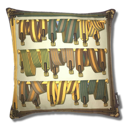 Vintage Hermes Pillow Sangles Plum Vintage Silk Scarf Pillow 17" at Vintage Luxe Up