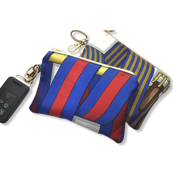 Vintage Hermes keychain bag Sangles Vintage Silk Scarf Coffee Run Keychain Bag at Vintage Luxe Up