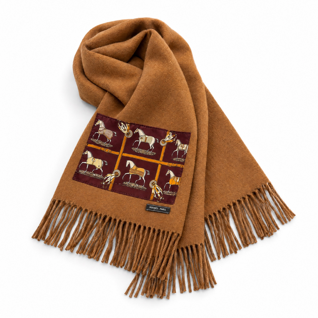 Petits Chevaux Vintage Silk Scarf & Cashmere Scarf