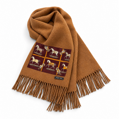 Petits Chevaux Vintage Silk Scarf & Cashmere Scarf