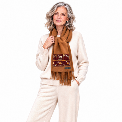 Petits Chevaux Vintage Silk Scarf & Cashmere Scarf