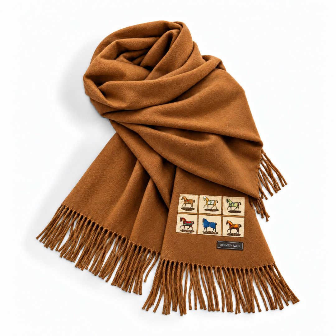 Petits Chevaux Vintage Silk Scarf & Cashmere Scarf