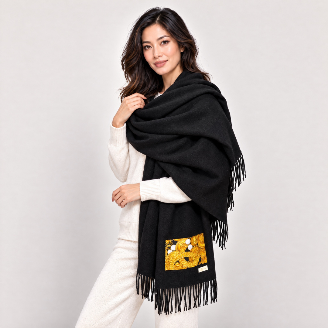 Chanel CC Logo Scarf & Cashmere Shawl at Vintage Luxe Up