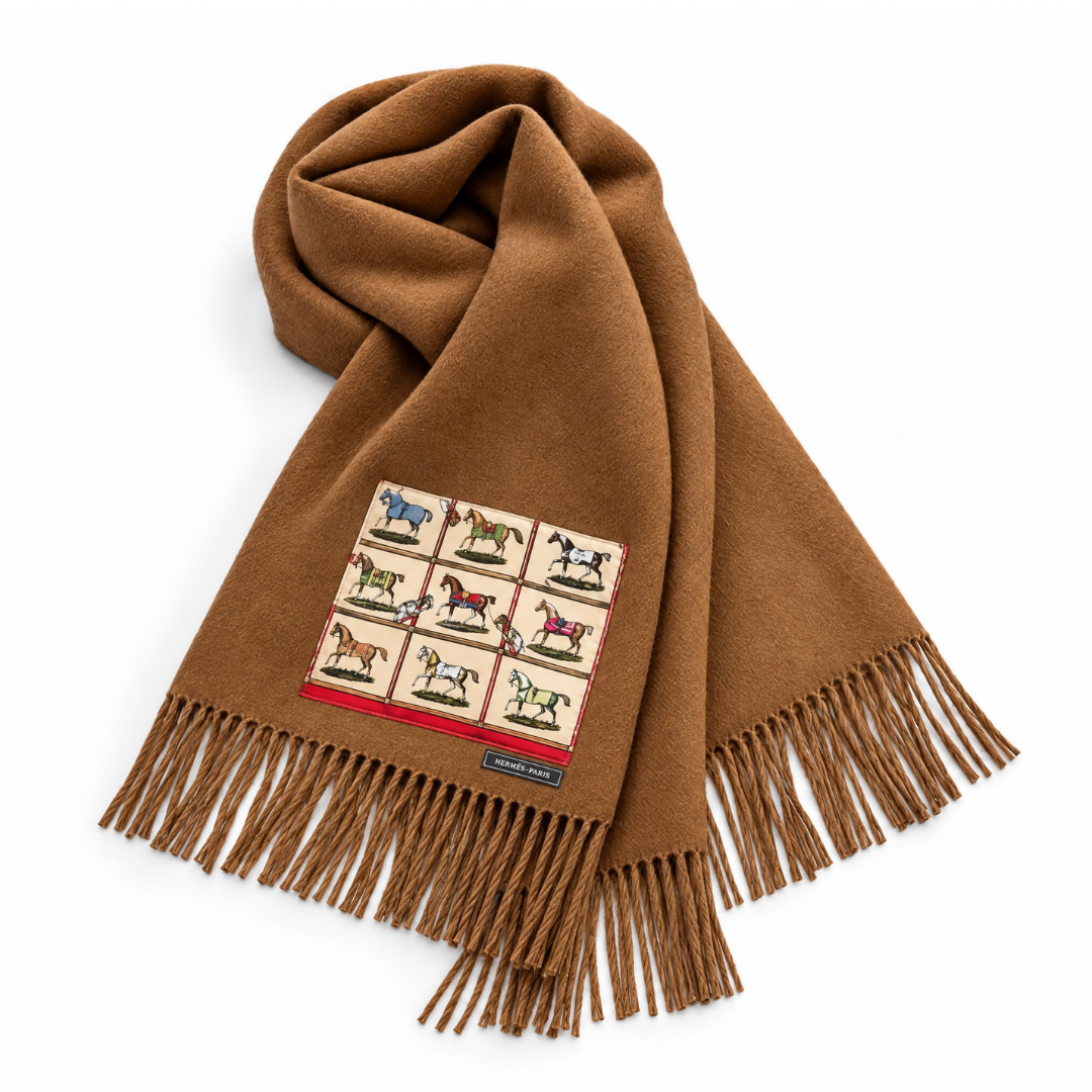 Hermes Petits Chevaux Scarf & Cashmere Shawl at Vintage Luxe Up
