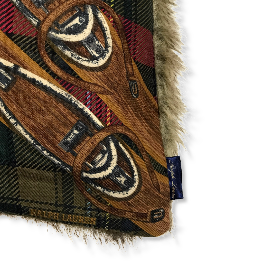 Ski Weekend Tartan Vintage Wool Scarf Pillow 30"