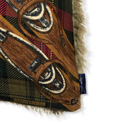 Ski Weekend Tartan Vintage Wool Scarf Pillow 30"