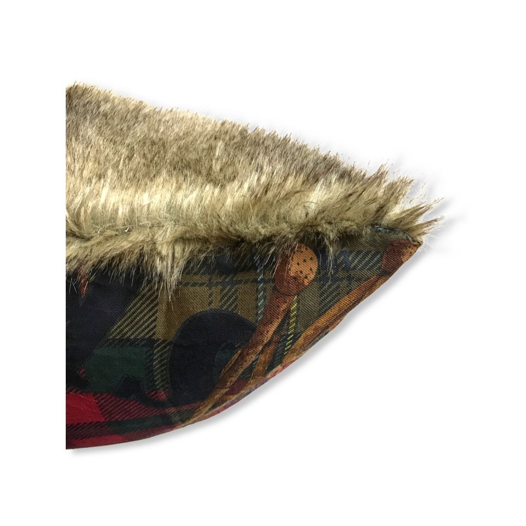 Ski Weekend Tartan Vintage Wool Scarf Pillow 30"