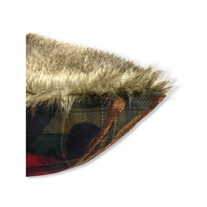 Ski Weekend Tartan Vintage Wool Scarf Pillow 30"