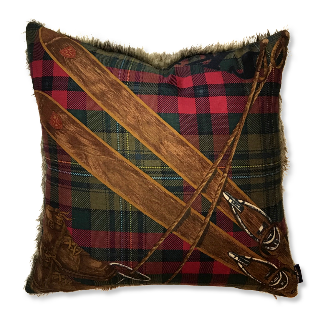Vintage Ralph Lauren Pillow Ski Weekend Tartan Vintage Wool Scarf Pillow 30" at Vintage Luxe Up