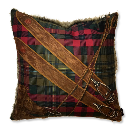 Vintage Ralph Lauren Pillow Ski Weekend Tartan Vintage Wool Scarf Pillow 30" at Vintage Luxe Up