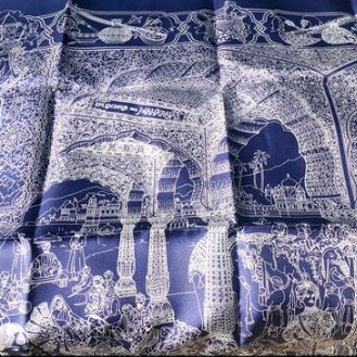 Splendeur des Maharajas Vintage Silk Scarf Lumbar Pillow 35"
