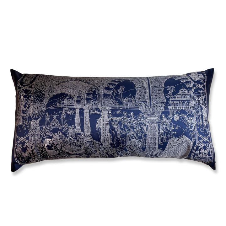 Vintage Hermes Pillow Splendeur des Maharajas Vintage Silk Scarf Lumbar Pillow 35" at Vintage Luxe Up