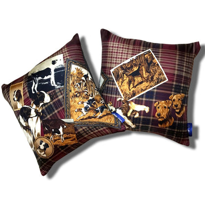 Sporting Dogs Vintage Silk Scarf Pillows
