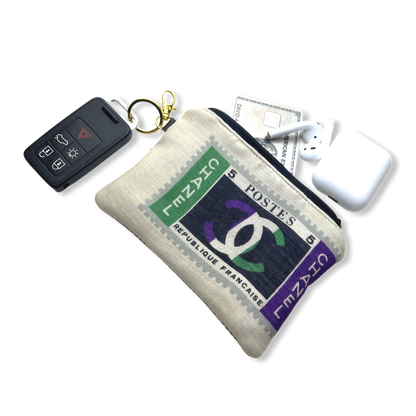 Vintage Chanel keychain bag Stamps of the World Vintage Cashmere & Silk Scarf Coffee Run Keychain Bag at Vintage Luxe Up