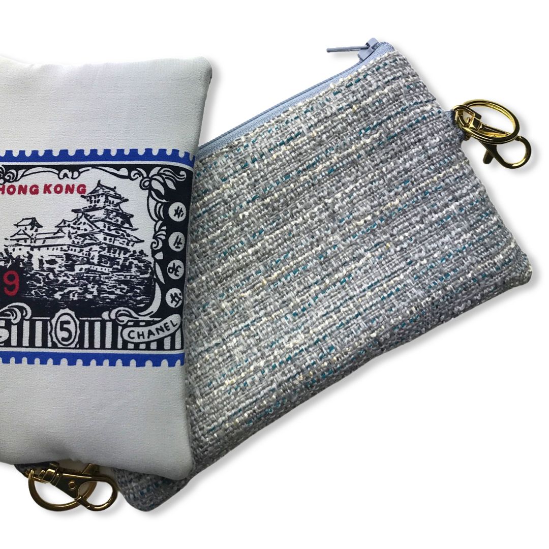 Stamps of the World Vintage Silk Scarf Coffee Run Keychain Bag