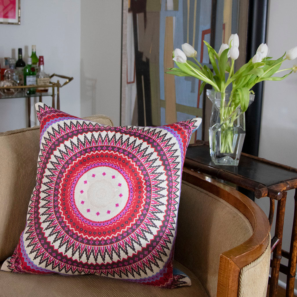 Sunburst Vintage Scarf Pillow 22"