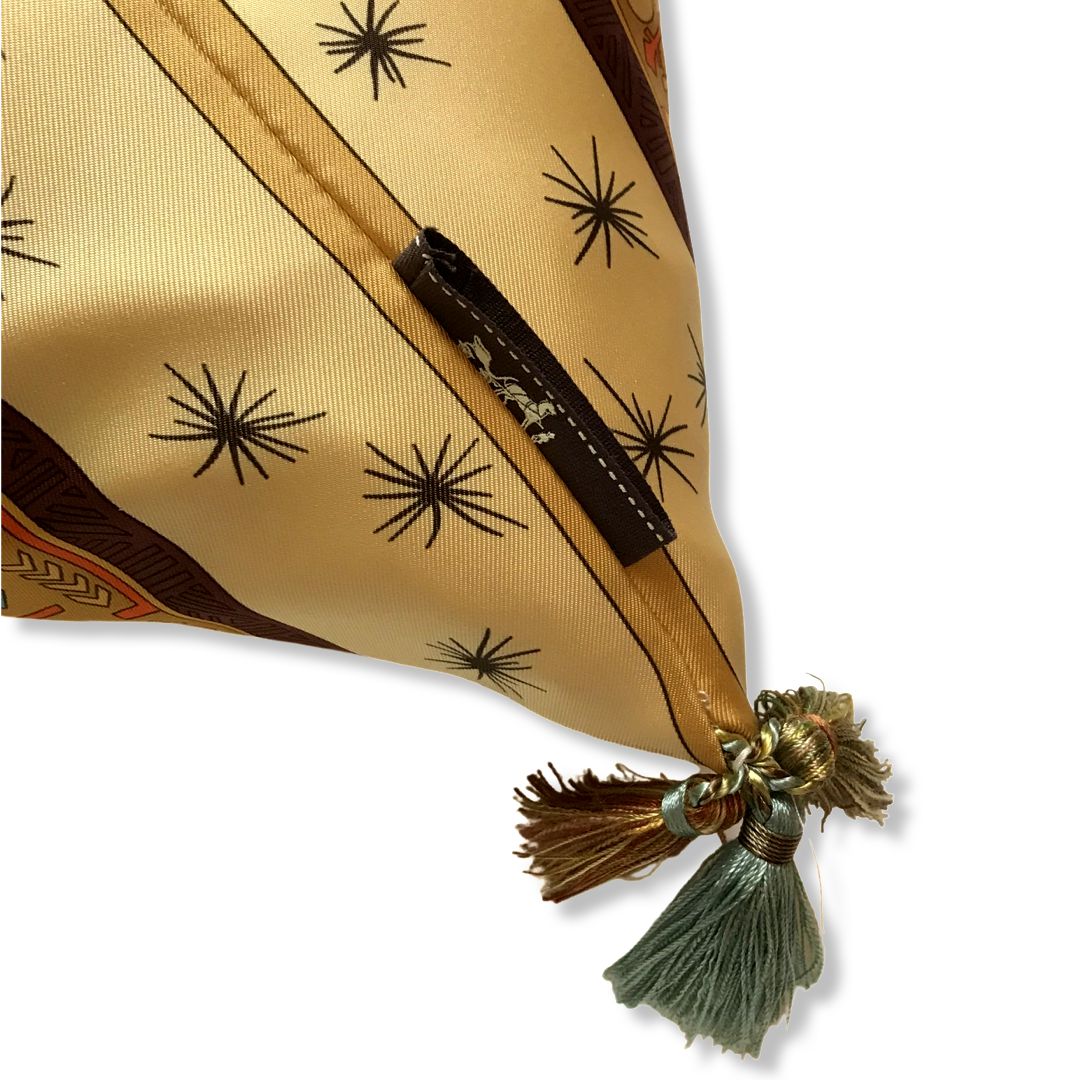 Sur Un Tapis Volant Vintage Silk Scarf Pillow 22”