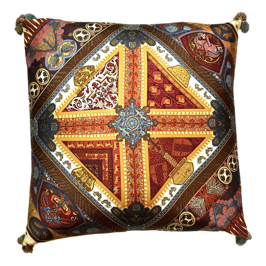 Vintage Hermes Pillow Sur Un Tapis Volant Vintage Silk Scarf Pillow 24" at Vintage Luxe Up