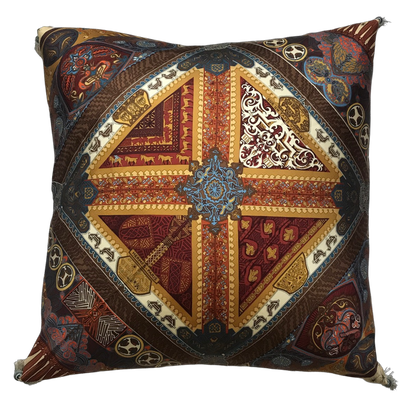 Sur Un Tapis Volant Vintage Silk Scarf Pillow 24”