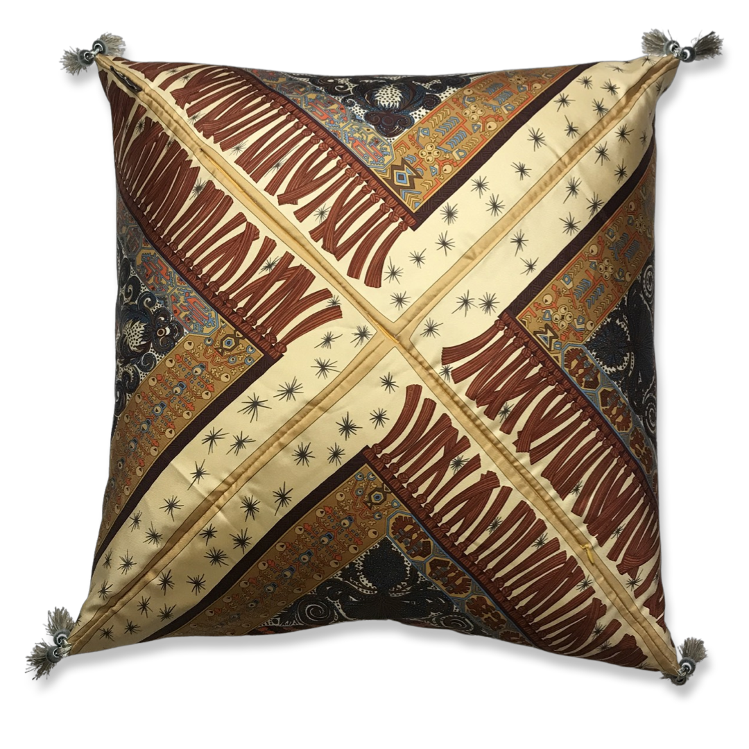Sur Un Tapis Volant Vintage Silk Scarf Pillow 24”