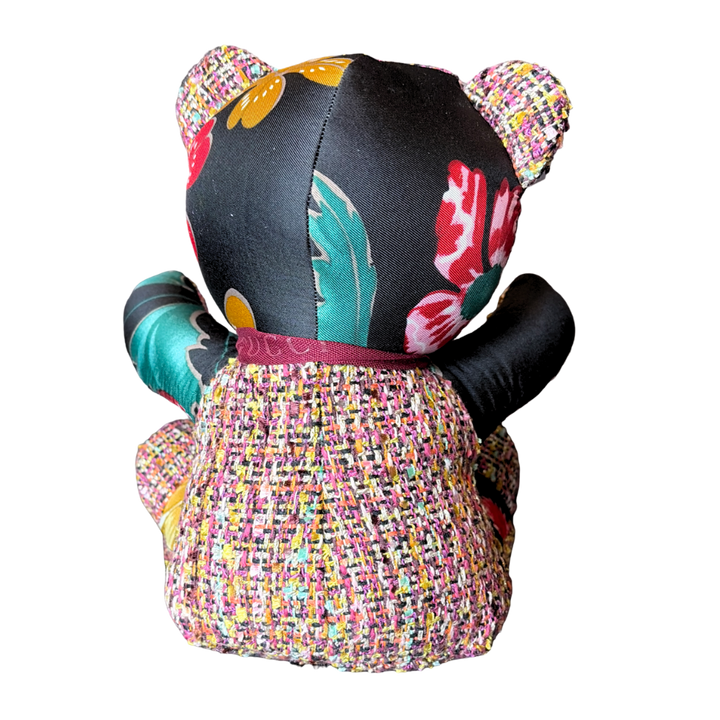 Fiori Nero Vintage Silk Scarf Tender Teddy Bear