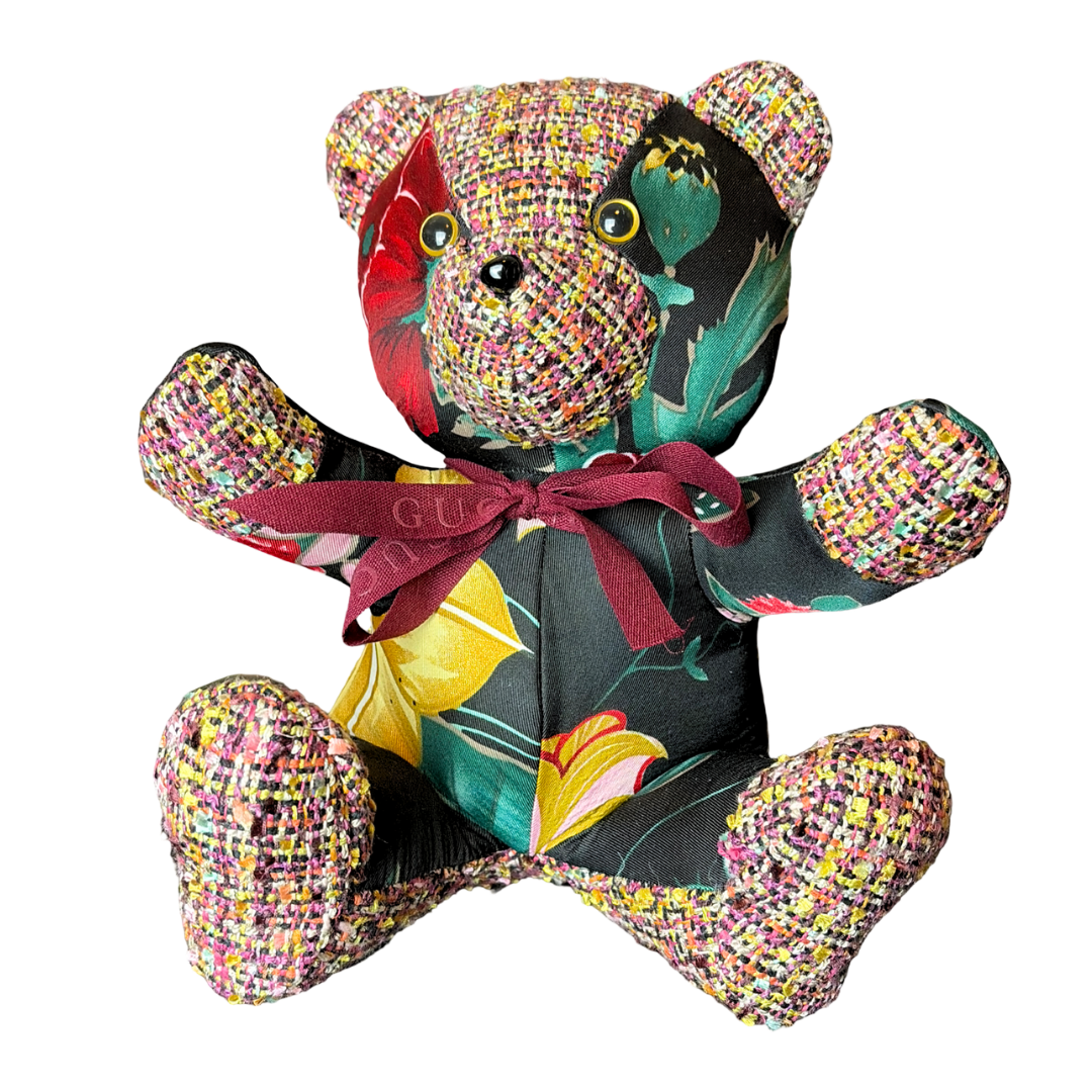 Gucci Black Floral Scarf Teddy Bear