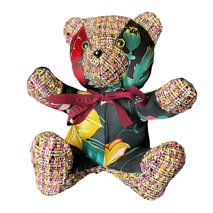 Gucci Black Floral Scarf Teddy Bear