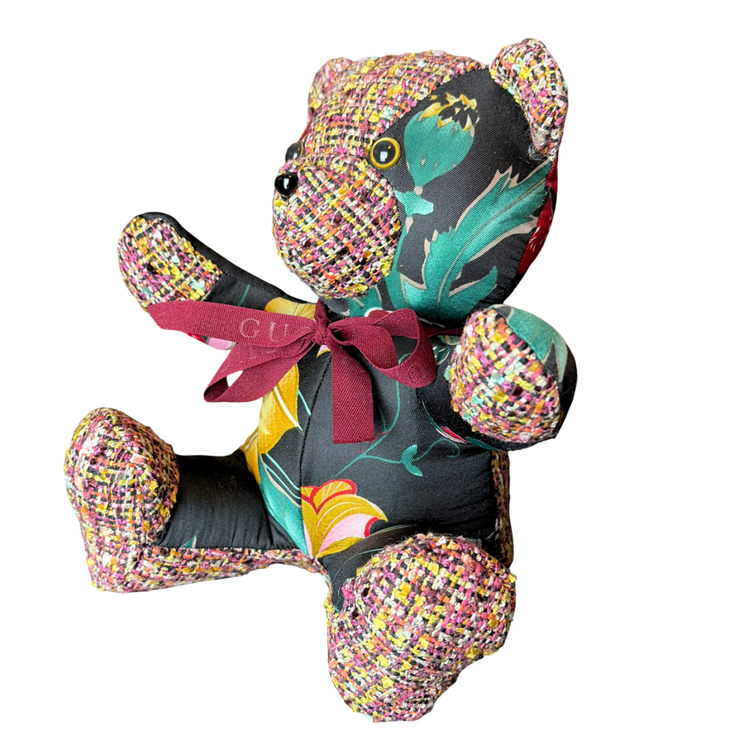 Gucci Black Floral Scarf Teddy Bear