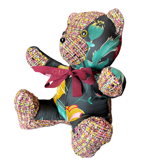Gucci Black Floral Scarf Teddy Bear