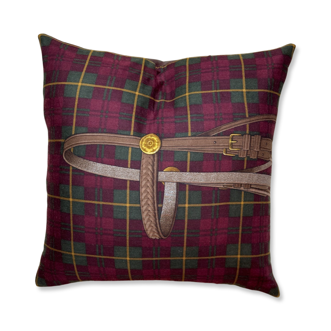 RALPH LAUREN tartan Equestrian Vintage Wool Scarf Pillow Throw Pillow Decorative Pillow Vintage Luxe Up