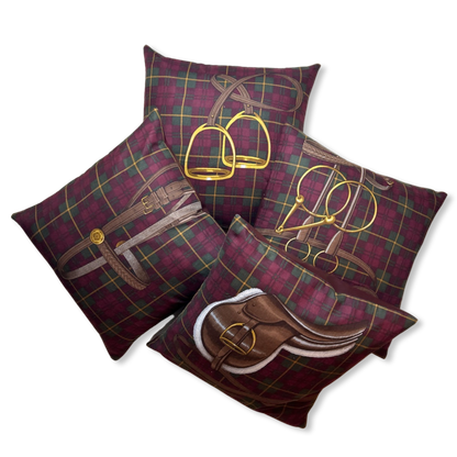 Vintage Ralph Lauren Pillow Tartan Equestrian Vintage Wool Scarf Pillows 22" at Vintage Luxe Up