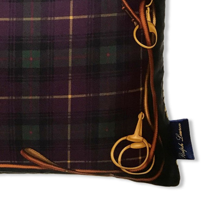 Tartan Saddle Vintage Silk Scarf Pillow 17"