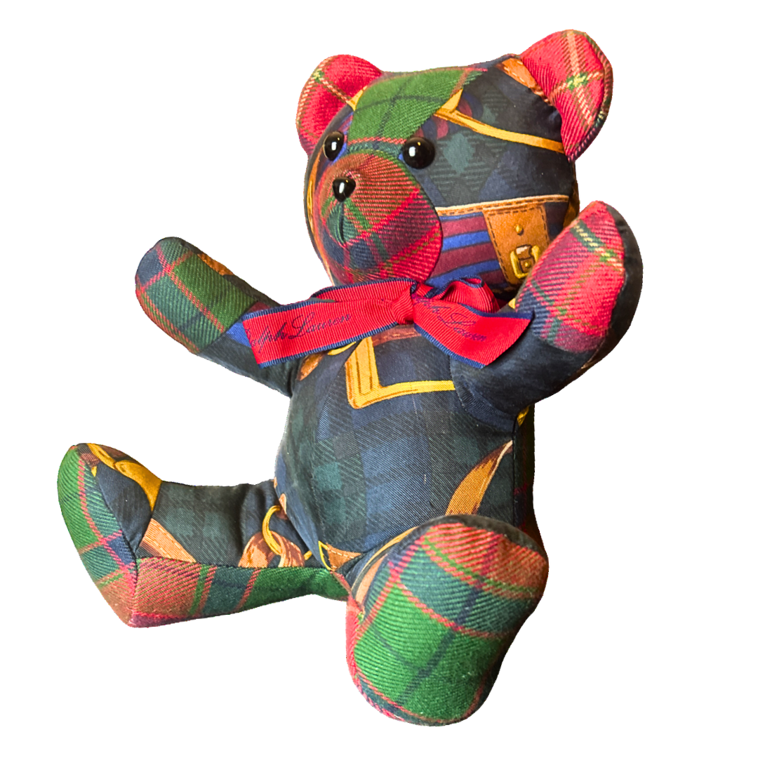 Ralph Lauren Black Watch Tartan Scarf Teddy Bear at Vintage Luxe Up