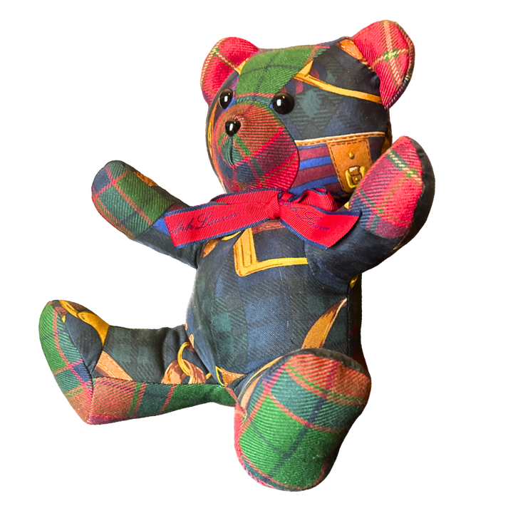 Ralph Lauren Black Watch Tartan Scarf Teddy Bear at Vintage Luxe Up
