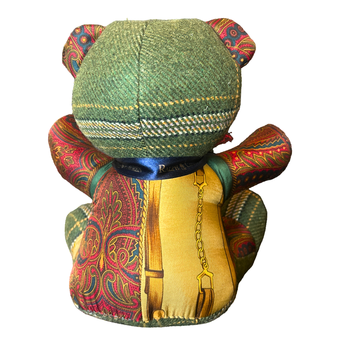 Equestrian Paisley Vintage Silk Scarf Tender Teddy Bear