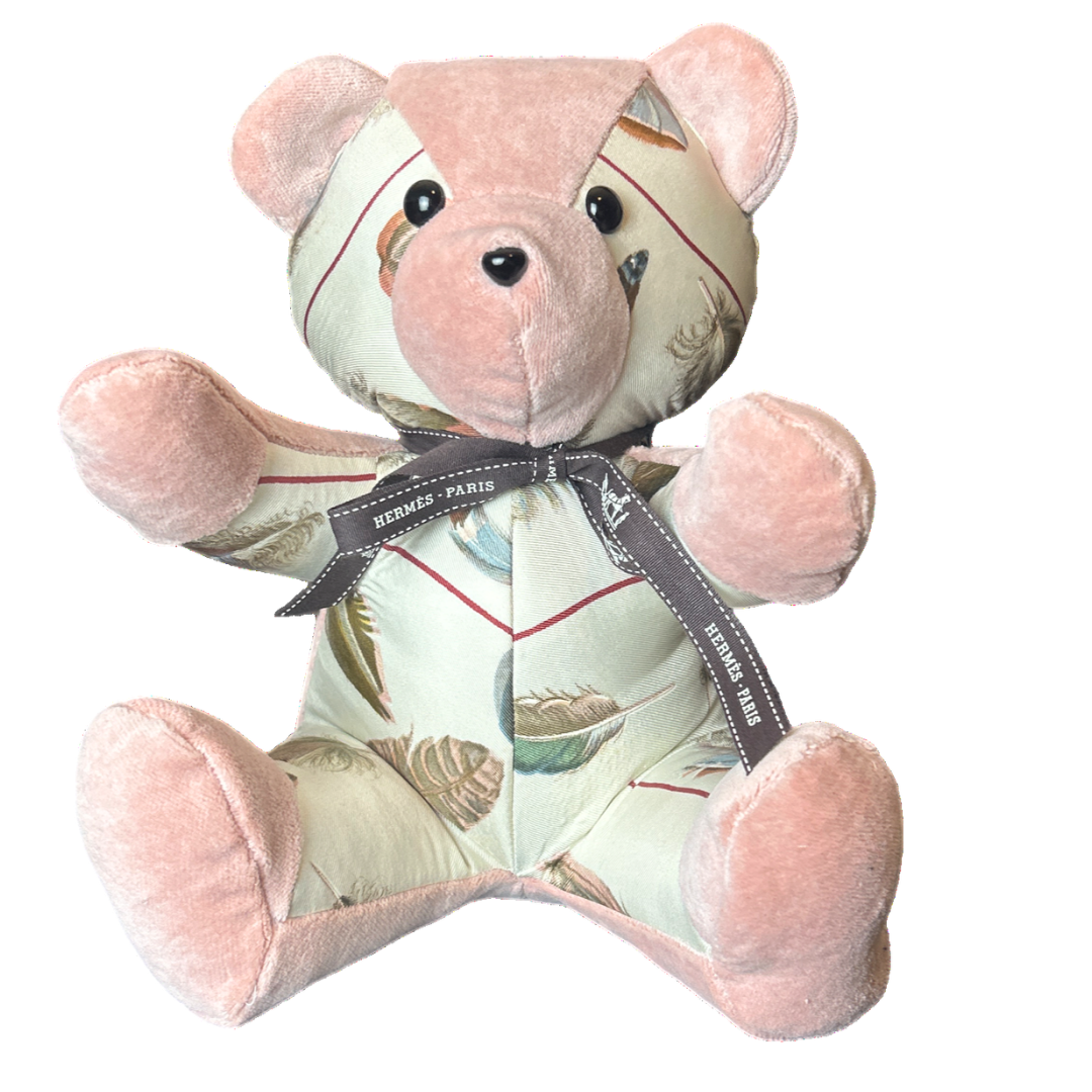Hermes Les Plumes Scarf Teddy Bear at Vintage Luxe Up