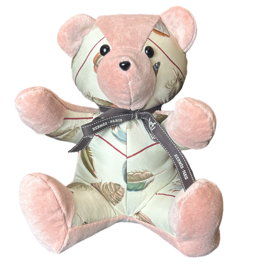 Hermes Les Plumes Scarf Teddy Bear at Vintage Luxe Up