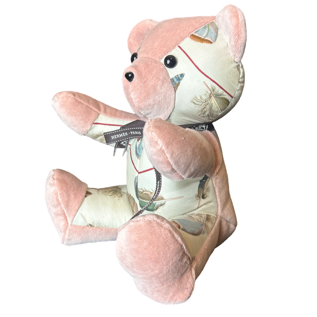 Hermes Les Plumes Scarf Teddy Bear at Vintage Luxe Up