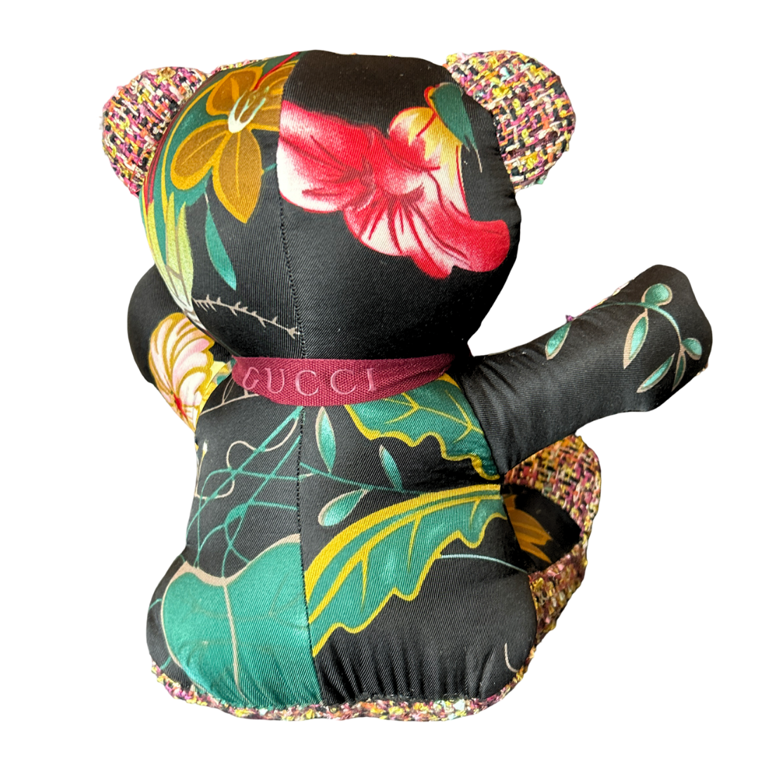 Fiori Nero Vintage Silk Scarf Tender Teddy Bear