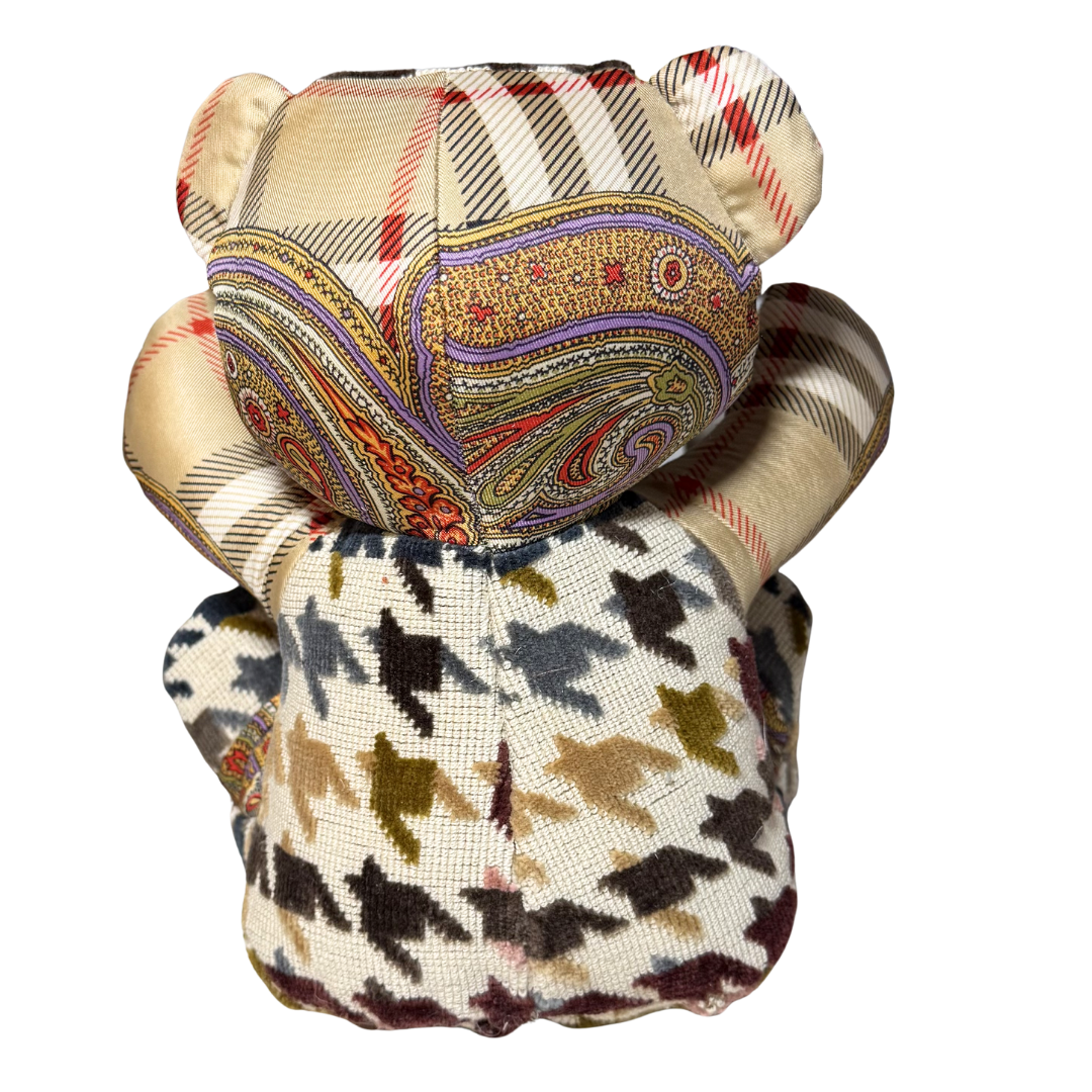Nova Check & Paisley Vintage Silk Scarf Tender Teddy Bear