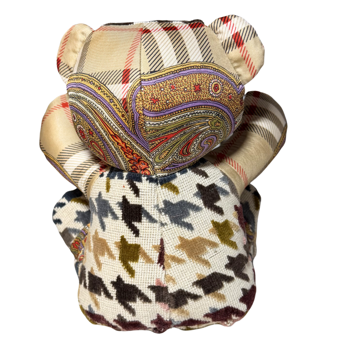 Nova Check & Paisley Vintage Silk Scarf Tender Teddy Bear
