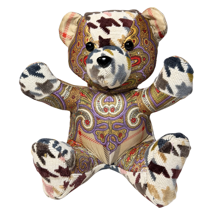 Nova Check & Paisley Vintage Silk Scarf Tender Teddy Bear