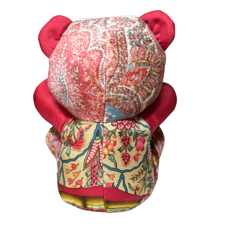 Patchwork Bamboo Vintage Silk Scarf Tender Teddy Bear