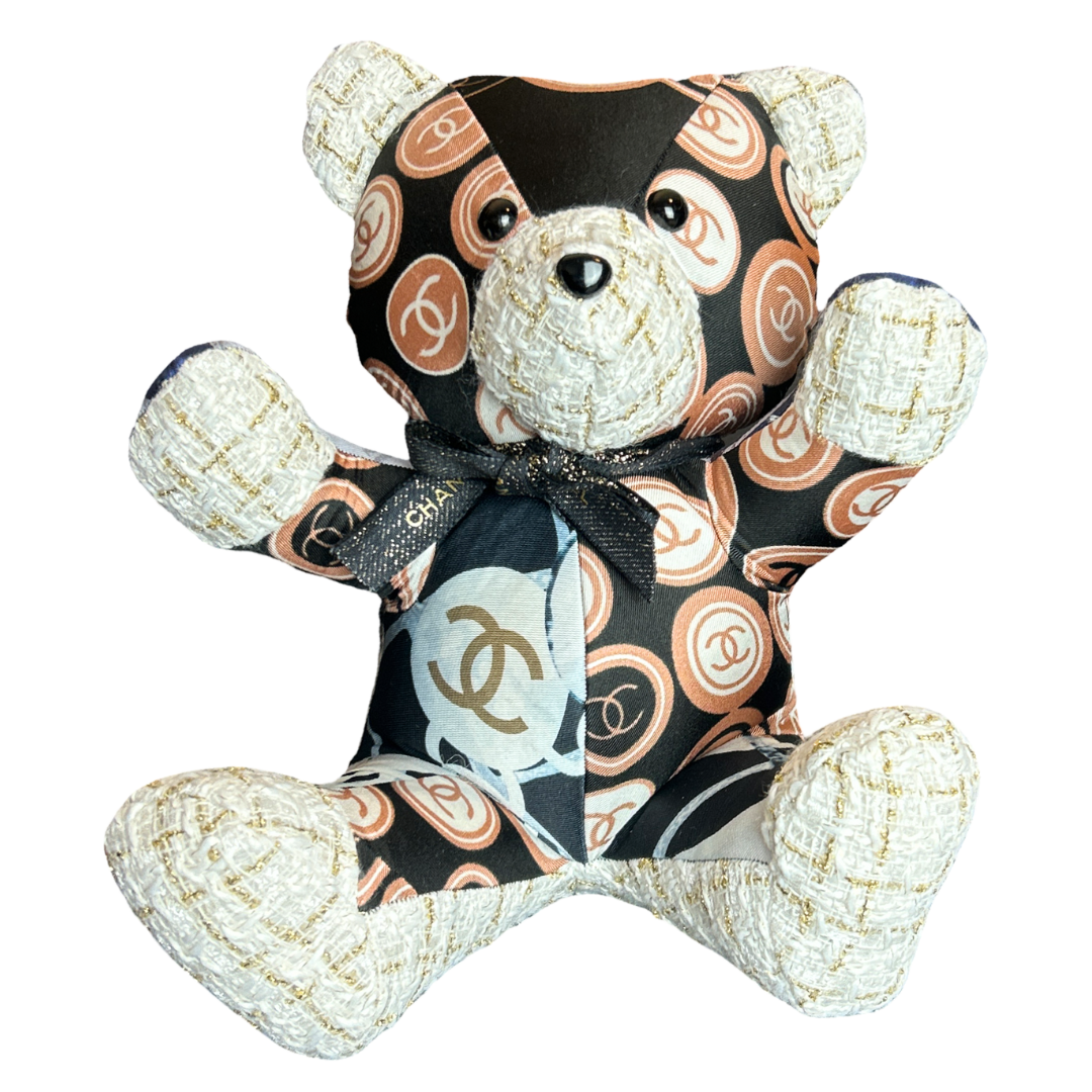 Chanel CC Logo Scarf Patchwork Teddy Bear at Vintage Luxe Up