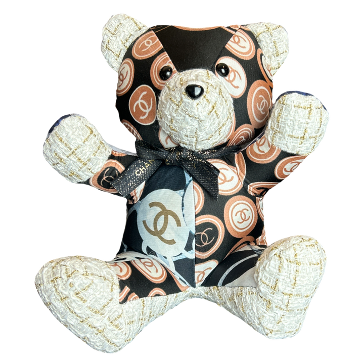 Chanel CC Logo Scarf Patchwork Teddy Bear at Vintage Luxe Up