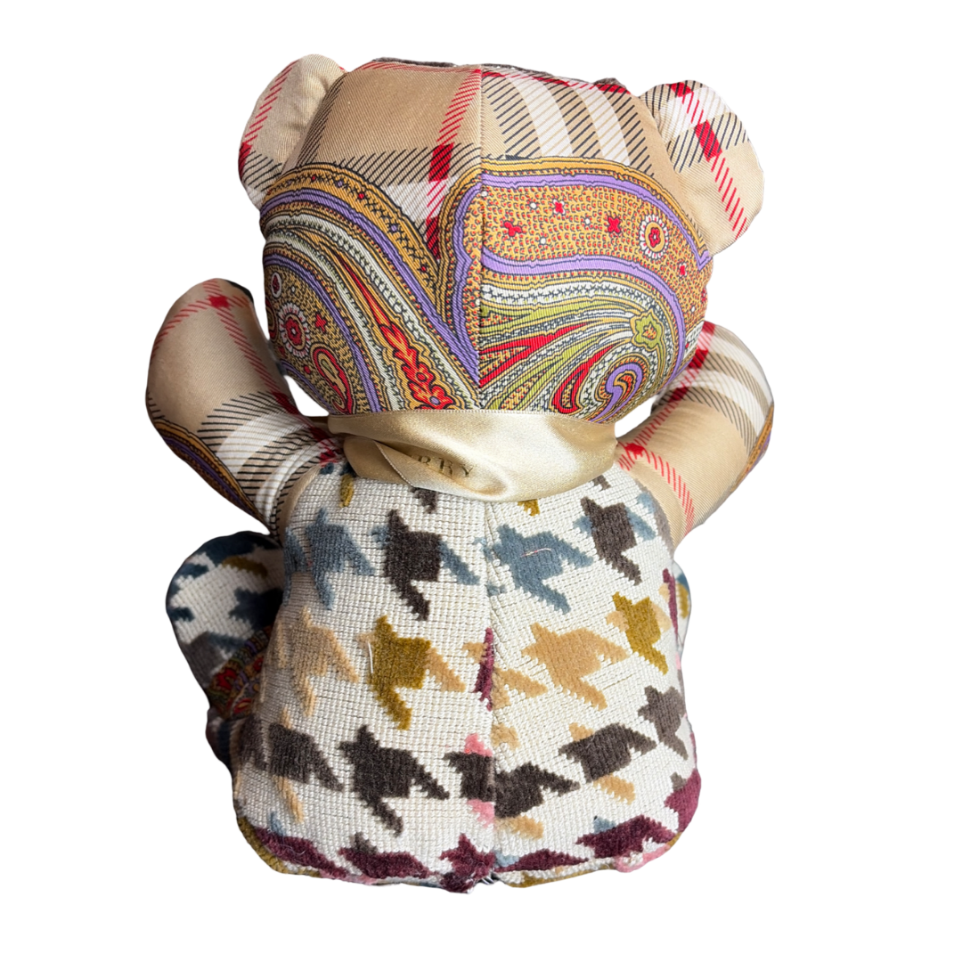 Nova Check & Paisley Vintage Silk Scarf Tender Teddy Bear