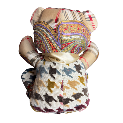 Nova Check & Paisley Vintage Silk Scarf Tender Teddy Bear